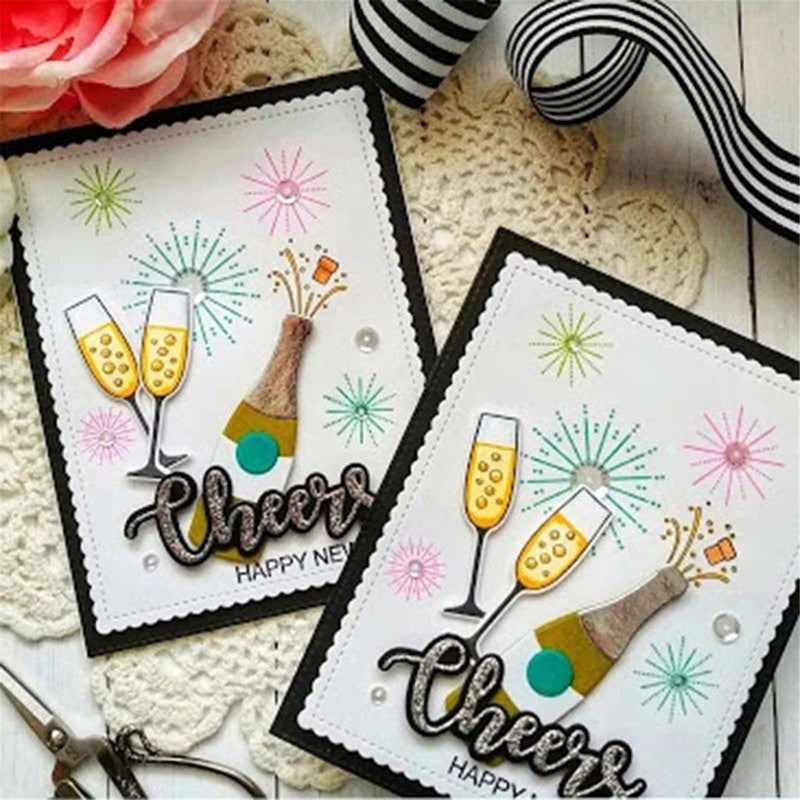 Lottoyday Wine Glass Silicone Clear Stamp and Die Sets for Card Making, DIY Embossing Photo Album Decorative Craft - Image 4